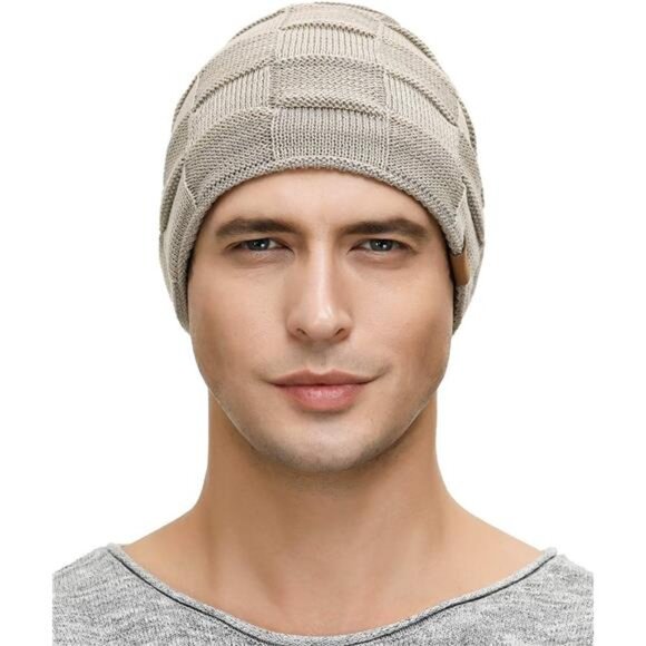Slouchy Beanie Hats for Men Apricot - Picture 4 of 6